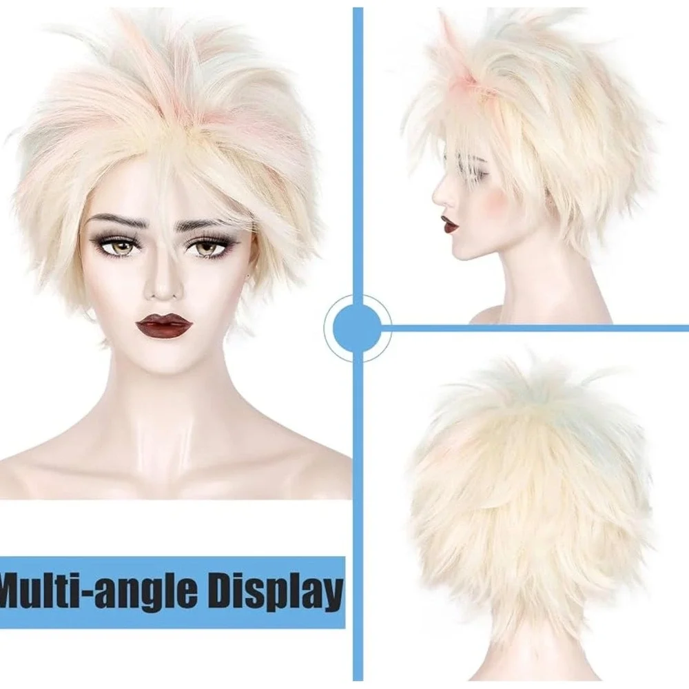 NWT WeKen Weird Barbie Blonde Pink Blue Spiky Wig Sunglasses Cap Costume Set